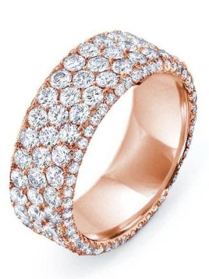 Micro Pave Cubic Zirconia Rose Gold Eternity Wedding Band