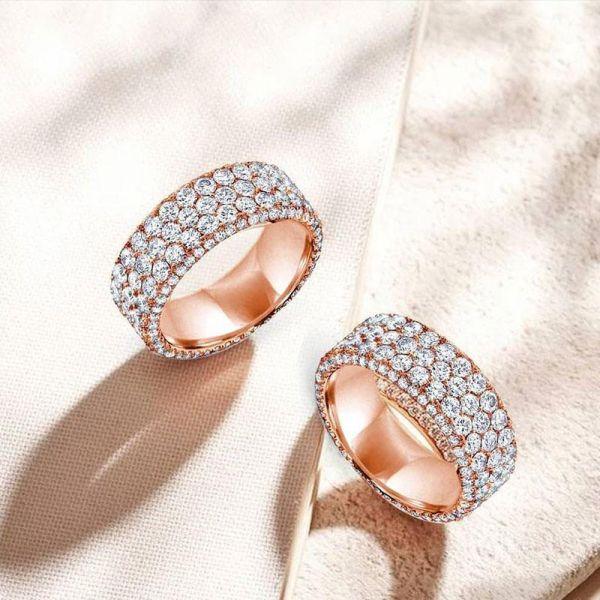 Micro Pave Cubic Zirconia Rose Gold Eternity Wedding Band