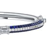 Emerald Cut Blue Sapphire Bangle Bracelet in Sterling Silver for Women