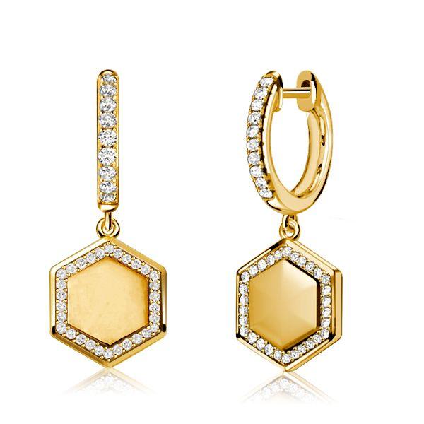 Personalized Hexagon Initial Hoop Earrings - 925 Sterling Silver Drop Earrings