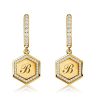 Personalized Hexagon Initial Hoop Earrings - 925 Sterling Silver Drop Earrings