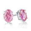 Hot Pink Stud Earrings for Women, 925 Sterling Silver with Rhodium Finish