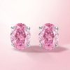 Hot Pink Stud Earrings for Women, 925 Sterling Silver with Rhodium Finish