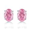 Hot Pink Stud Earrings for Women, 925 Sterling Silver with Rhodium Finish