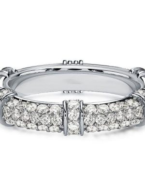1.20 CT. TW. Round Cut Paved Eternity Band in Sterling Silver - Anniversary & Wedding Ring
