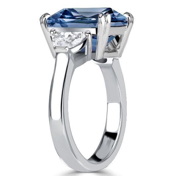 Blue Topaz Engagement Ring - 925 Sterling Silver 3 Stone Cushion Cut