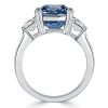 Blue Topaz Engagement Ring - 925 Sterling Silver 3 Stone Cushion Cut