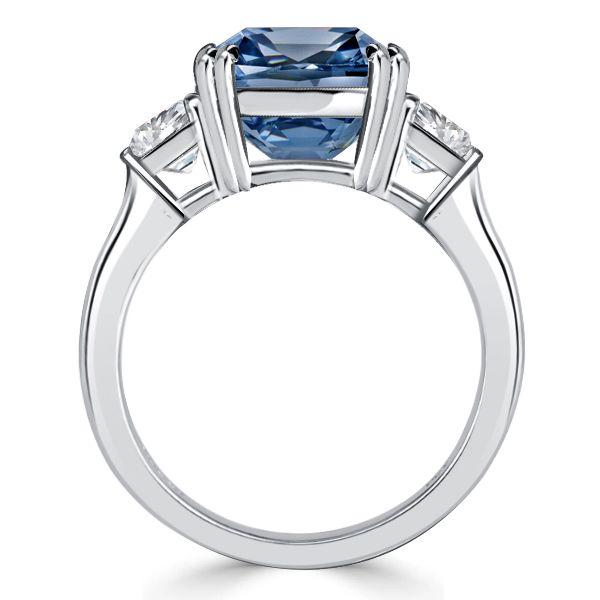 Blue Topaz Engagement Ring - 925 Sterling Silver 3 Stone Cushion Cut