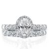 Oval Cut Halo Bridal Set - 925 Sterling Silver - 4.7 CT Center Stone
