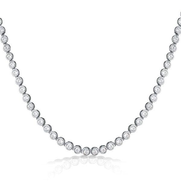2.5mm Round Cut Bezel Set Tennis Necklace in 925 Sterling Silver