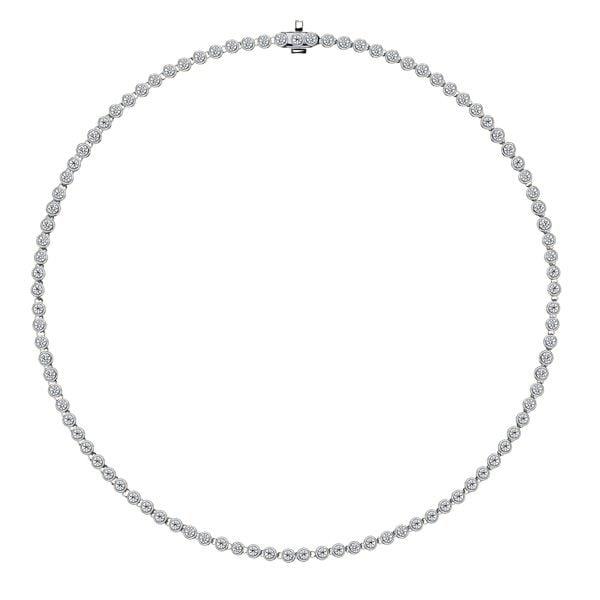 2.5mm Round Cut Bezel Set Tennis Necklace in 925 Sterling Silver