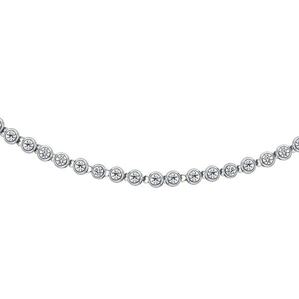 2.5mm Round Cut Bezel Set Tennis Necklace in 925 Sterling Silver