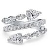 Toi Et Moi Pear Cut Sterling Silver Engagement Ring - Spiral Design