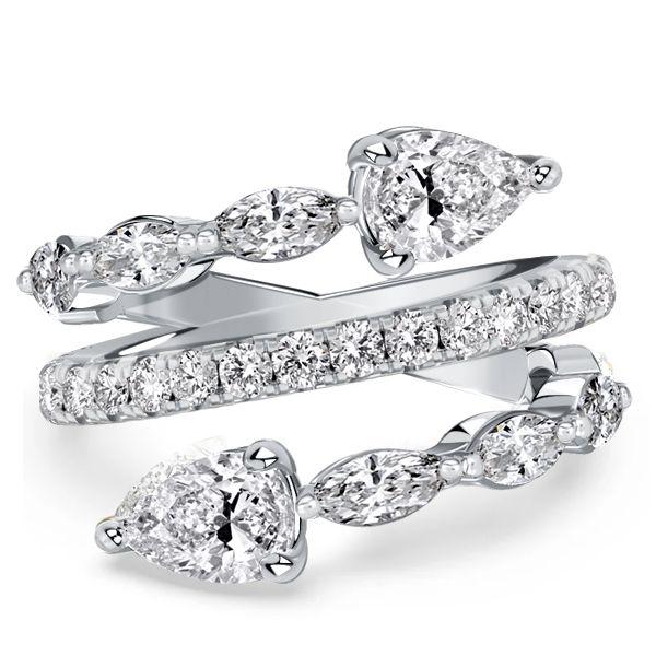 Toi Et Moi Pear Cut Sterling Silver Engagement Ring - Spiral Design