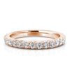 18K Rose Gold Plated Sterling Silver Triple Row Eternity Band Set with Created White Sapphire
