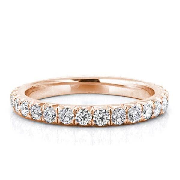 18K Rose Gold Plated Sterling Silver Triple Row Eternity Band Set with Created White Sapphire