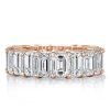 18K Rose Gold Plated Sterling Silver Triple Row Eternity Band Set with Created White Sapphire