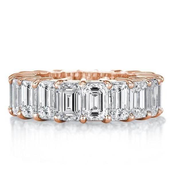 18K Rose Gold Plated Sterling Silver Triple Row Eternity Band Set with Created White Sapphire