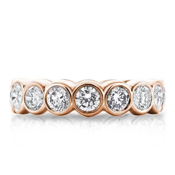 18K Rose Gold Plated Sterling Silver Triple Row Eternity Band Set with Created White Sapphire