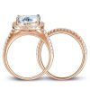 3-Piece Halo Cushion Wedding Set in 18K Rose Gold Plated Sterling Silver