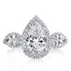 Three Stone Pear Cut Engagement Ring in Sterling Silver with 3.00 CT. Center Stone
