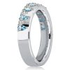 Pear Aquamarine Ring, Half Eternity Sterling Silver Band