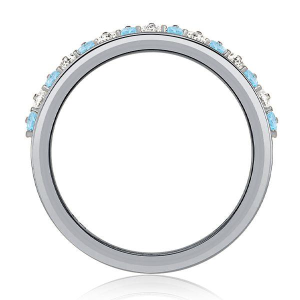 Pear Aquamarine Ring, Half Eternity Sterling Silver Band