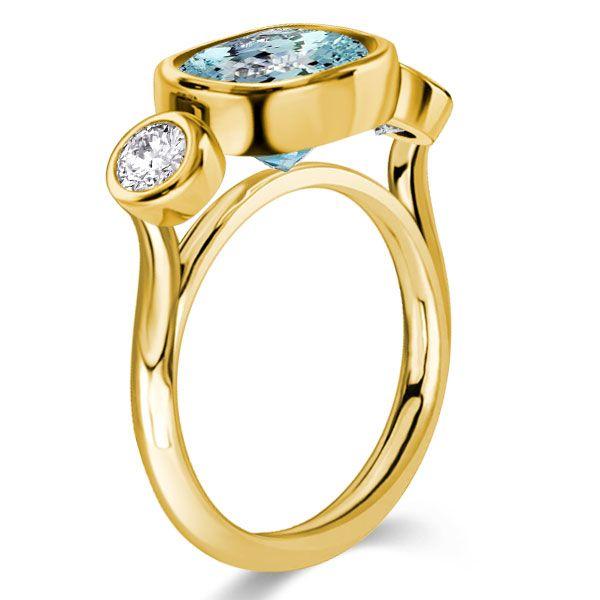 Aquamarine & Sterling Silver Cushion Cut 3-Stone Engagement Ring
