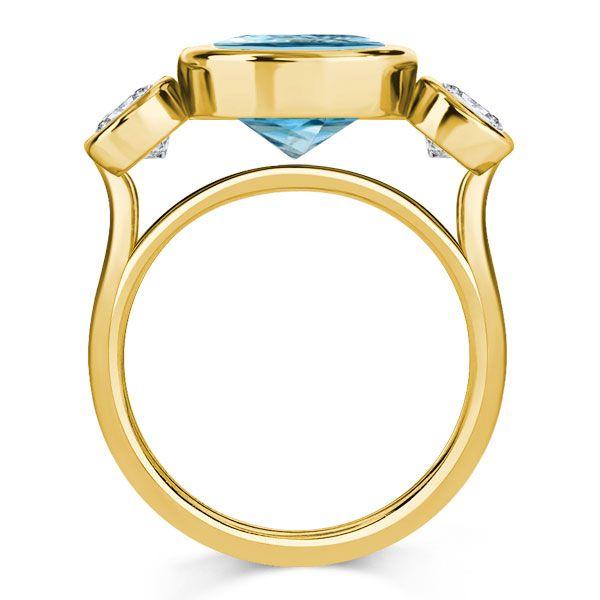Aquamarine & Sterling Silver Cushion Cut 3-Stone Engagement Ring