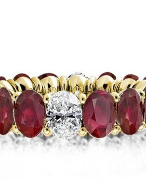 Golden Oval Eternity Wedding Band - 18K Gold Plated Created White Sapphire Ring