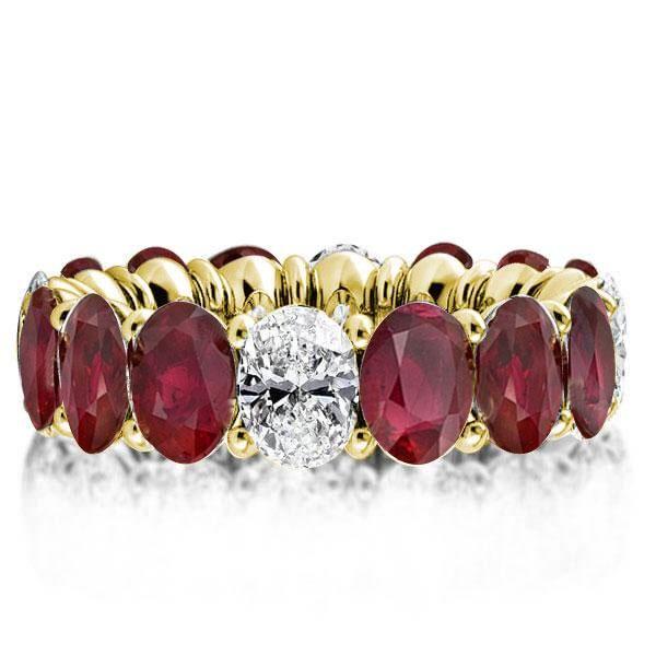 Golden Oval Eternity Wedding Band - 18K Gold Plated Created White Sapphire Ring