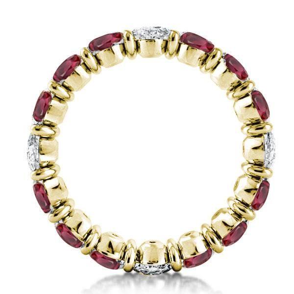 Golden Oval Eternity Wedding Band - 18K Gold Plated Created White Sapphire Ring