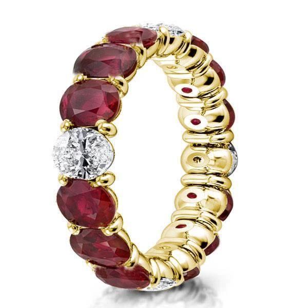 Golden Oval Eternity Wedding Band - 18K Gold Plated Created White Sapphire Ring