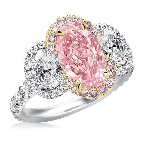 Two-Tone Oval Cut Three Stone Engagement Ring in Sterling Silver
