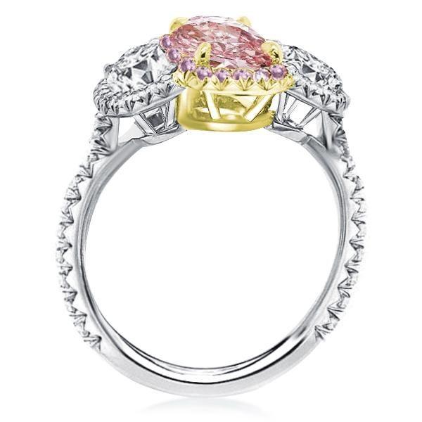 Two-Tone Oval Cut Three Stone Engagement Ring in Sterling Silver