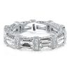 Emerald and Round Cut Halo Wedding Band in 925 Sterling Silver