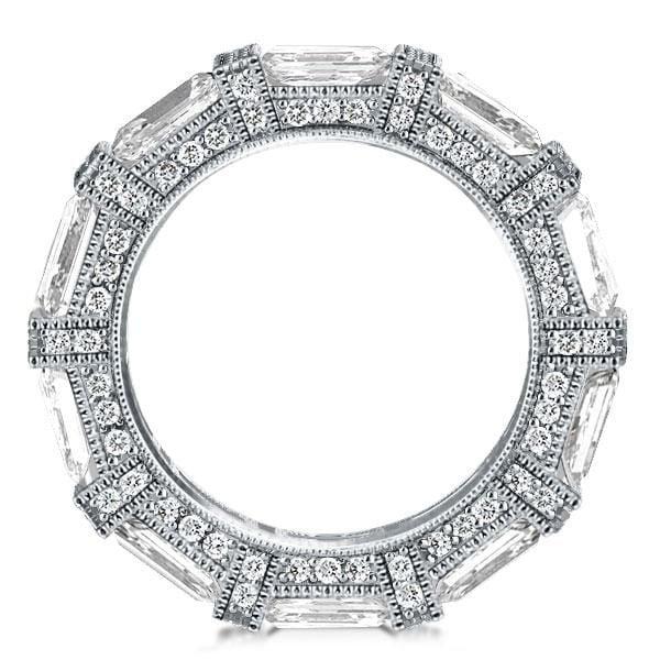 Emerald and Round Cut Halo Wedding Band in 925 Sterling Silver