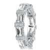 Emerald and Round Cut Halo Wedding Band in 925 Sterling Silver