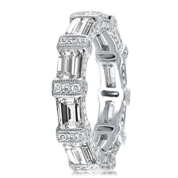 Emerald and Round Cut Halo Wedding Band in 925 Sterling Silver