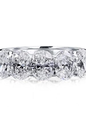 Oval Cut Half Eternity Wedding Band - 925 Sterling Silver, 2.5 CT. TW.