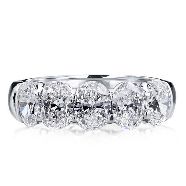 Oval Cut Half Eternity Wedding Band - 925 Sterling Silver, 2.5 CT. TW.