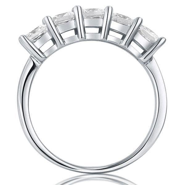Oval Cut Half Eternity Wedding Band - 925 Sterling Silver, 2.5 CT. TW.