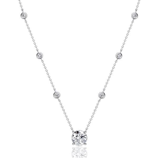 Round Cut Solitaire Pendant Necklace in Sterling Silver with Bezel Setting