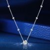 Round Cut Solitaire Pendant Necklace in Sterling Silver with Bezel Setting