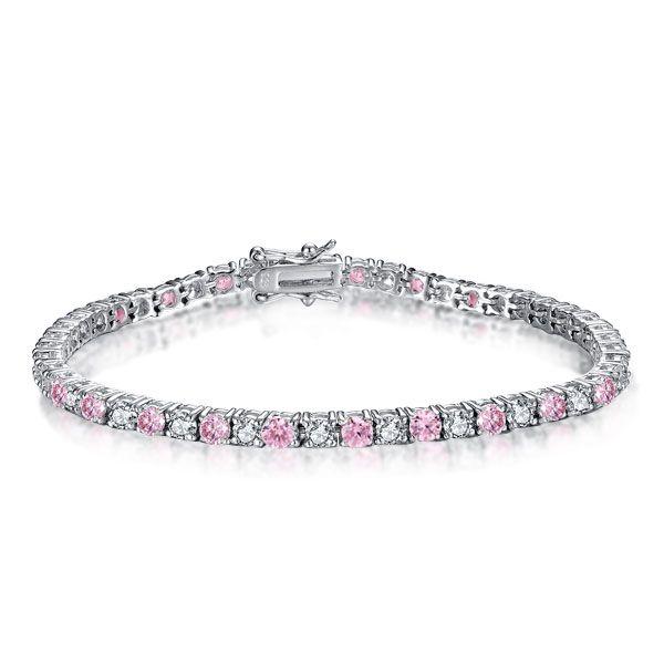 Pink Tennis Bracelet for Women - Sterling Silver, Sparkling Cubic Zirconia