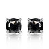 Cushion Cut Black Stud Earrings for Women - 925 Sterling Silver