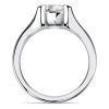 Half Bezel Cushion Cut White Sapphire Engagement Ring in Sterling Silver