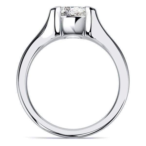 Half Bezel Cushion Cut White Sapphire Engagement Ring in Sterling Silver