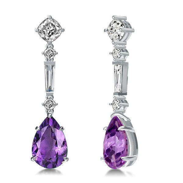 Amethyst Drop Earrings - 925 Sterling Silver Dangle Earrings