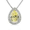 Sterling Silver Pear Cut Halo Pendant Necklace with 4.00 CT. TW Stones